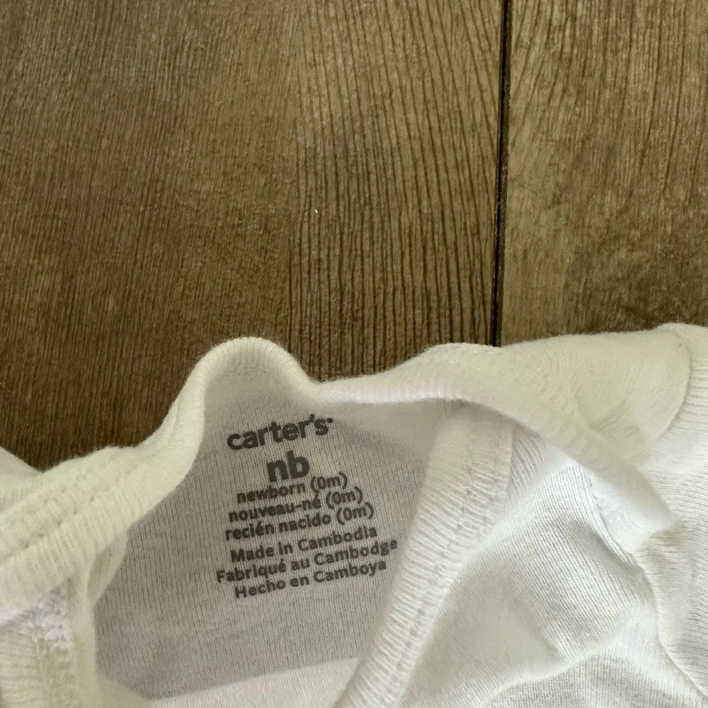 Newborn Carter’s Baby Boy matching outfit set clothes & two pampers diapers